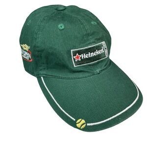 Vtg 2003 Heineken US Open Green Corduroy Baseball Hat Tennis Andy Roddick‎ NYC